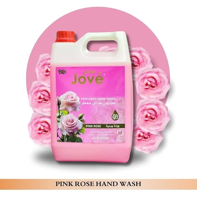 Jove HAND WASH PINK ROSE 5L | MOISTURIZING & GENTLE HAND CLEANSER | INFUSED WITH NATURAL ROSE EXTRACTS | SOFT & HYDRATED HANDS | LONG-LASTING FLORAL FRAGRANCE | FAMILY & COMMERCIAL USE - Image 2